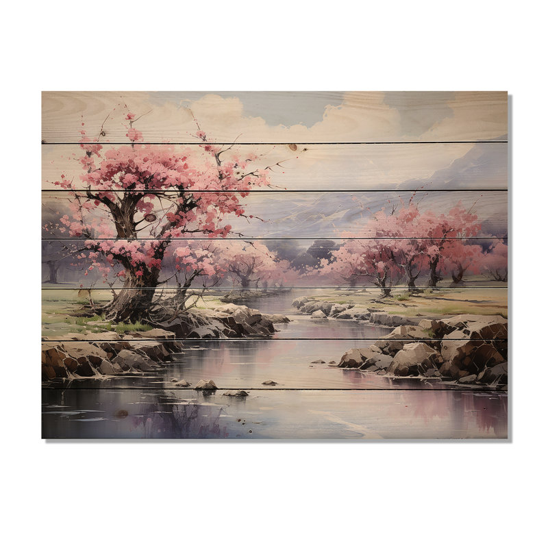 «Latese China Art Spring Blossom I» sur impression sur bois, H 24 po x l 32 po x P 0,78 po