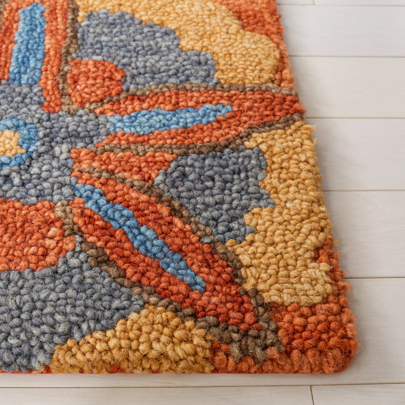 Tapis en laine / coton touffeté à la main à motif floral Gagner, Rectangle 8 pi x 10 pi