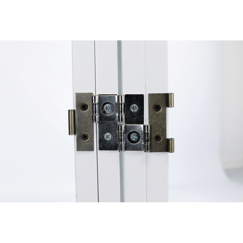 White Freestanding 4-Panel Wooden Pet Gate with Walk-Through Door