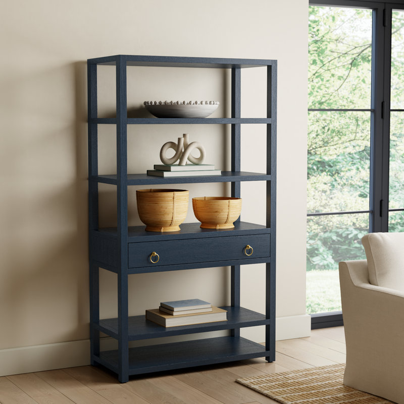 Elin 1-Drawer 5-Tier Standard Bookcase, Navy Blue