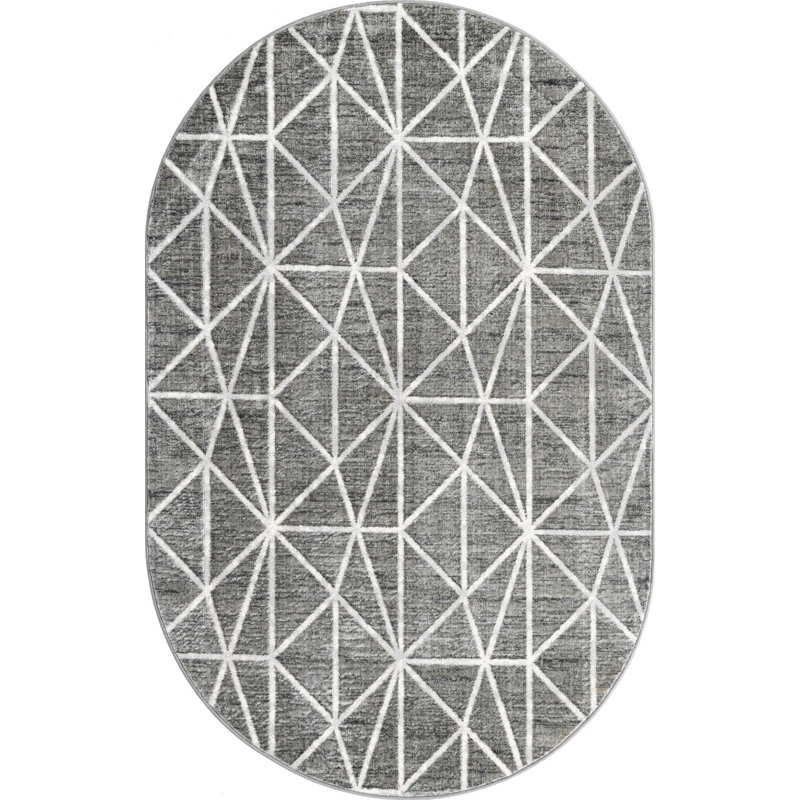 Eshin Abstract Indoor Rug, Oval 5'3" x 8'