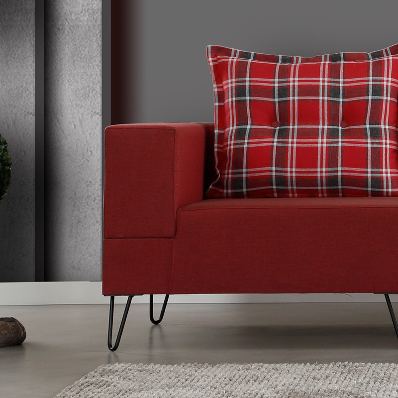 Canapé rembourré 78,7 po Roullard, 100 % polyester rouge
