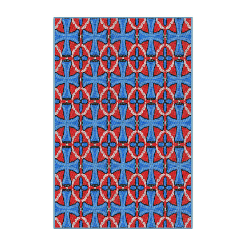 Tapis rouge / bleu Power Loom, Rectangle 5 pi x 7 pi