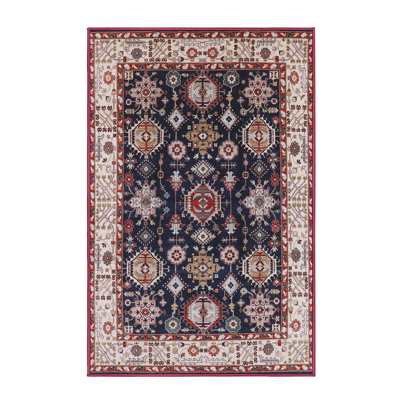 Tapis oriental bleu / beige / rouge, Tapis de couloir 2 pi x 5 pi