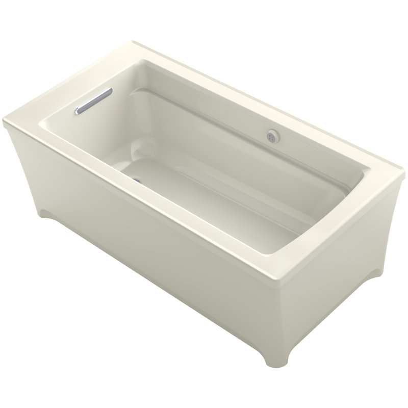 Baignoire de trempage autoportante en acrylique avec chauffe-terrasse 61,75 "x 31,75" Archer®, Biscuit