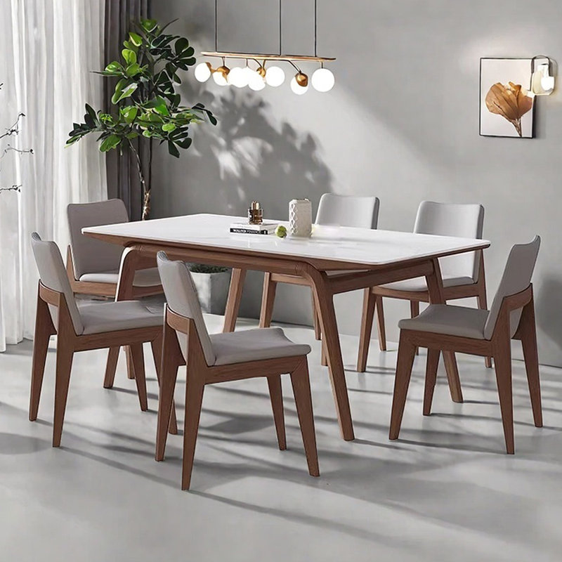 Simple rectangular solid wood legs rock table, 29.53"H x 70.87"L x 35.43"W