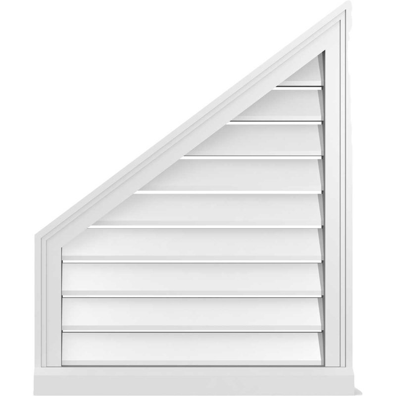 Half Peaked Left Surface Mount Signature Urethane Functional Gable Vent 9/12 Pitch Primed Tan, 30" H x 24" W x 2" D
