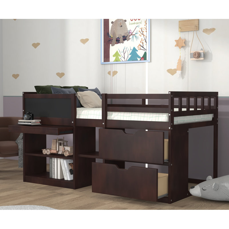 Heldreth Kids Twin Loft Bed with Drawers, Espresso