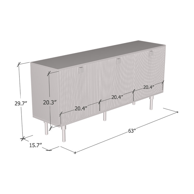 Wellingborough 63" Sideboard with Matte Finish, Black