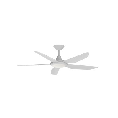Ventilateur de plafond intelligent 52 po avec lumière, 5 pales, moteur à courant continu, ensemble d'éclairage à DEL à intensité variable CCT, écoénergétique, fonctionnement silencieux, rotation inversée, application et télécommande, fonction de minuterie, indice d'humidité, blanc