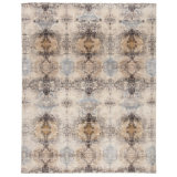 Hand Knotted Damask Area Rug in Beige