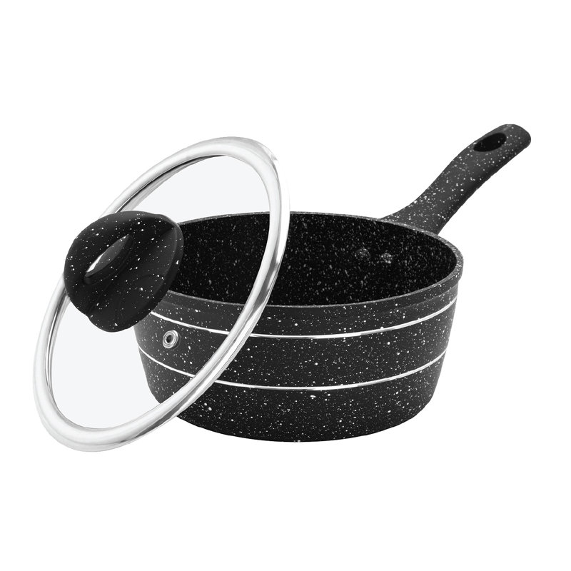 ROYALFORD Saucepan| Induction Safe Sauce Pot with Tempered Glass Lid | Forged Aluminium Cookware with 5-Layer Non-Stick Granite Coating Cooking Pot | PFOA Free Dishwasher Safe | Terranox Series