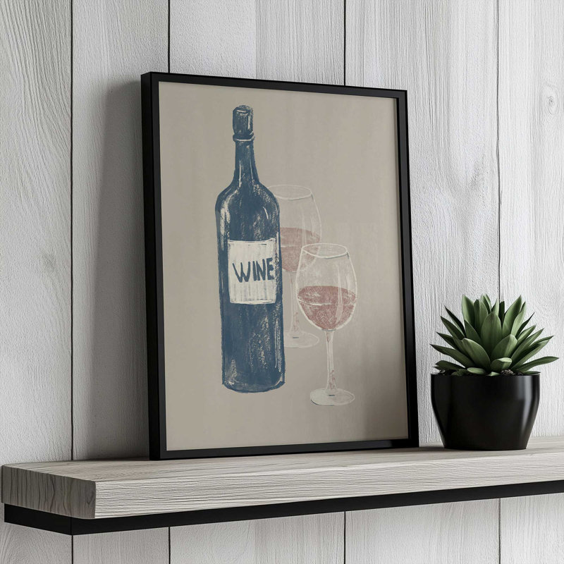 «Wine 3» par ThingDesign Print, L 36 x H 48, Framed Print, Black