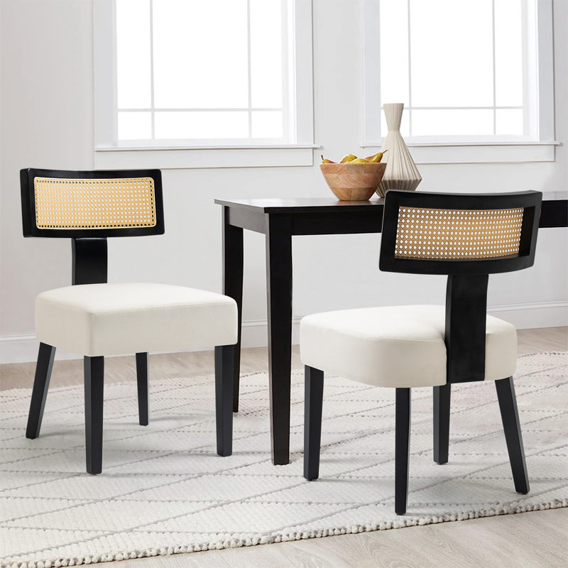 Caoimhan Fabric Side Chair Dining Chair, White, Black