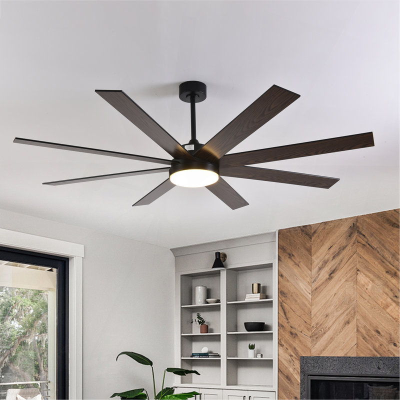 Ventilateur de plafond 72 po avec lumière, télécommande à 6 vitesses, moteur à courant continu réversible, 8 pales modernes avec tiges verticales de 6 po / 12 po / 19,5 po pour la maison ou le commerce