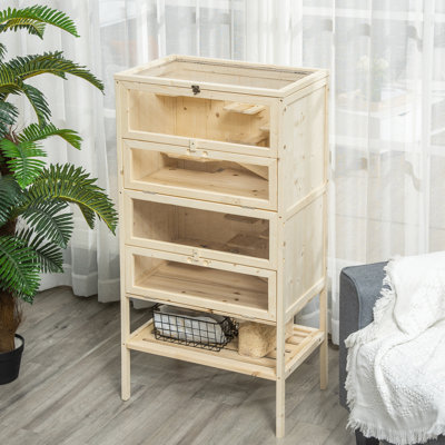 Maison pour 5 hamster en bois avec plateau à charnières et étagère supplémentaire