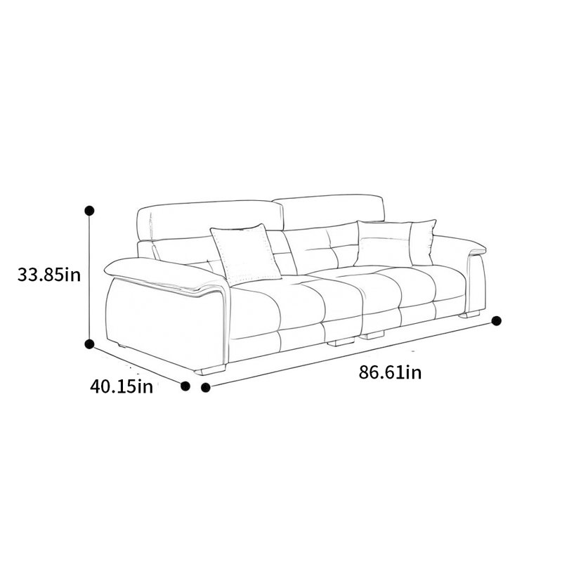 Canapé droit italien, H 33,85 po x l 86,61 po x P 40,15 po, 2