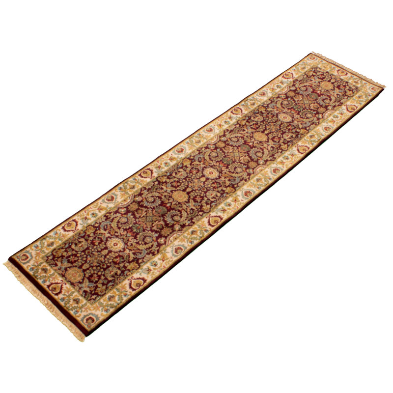 Tapis de la laine de couloir 2 pi 6 po x 10 pi 1 po one-of-kind à la main-noué la new age sultanabad bourgogne British Raj