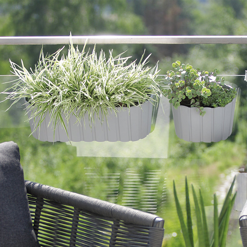 Aarifah Railing Planter, White