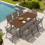  Ensemble de table de patio en métal pour 8 personnes avec chaises pliantes et trou pour parasol-2062425618-2062425645