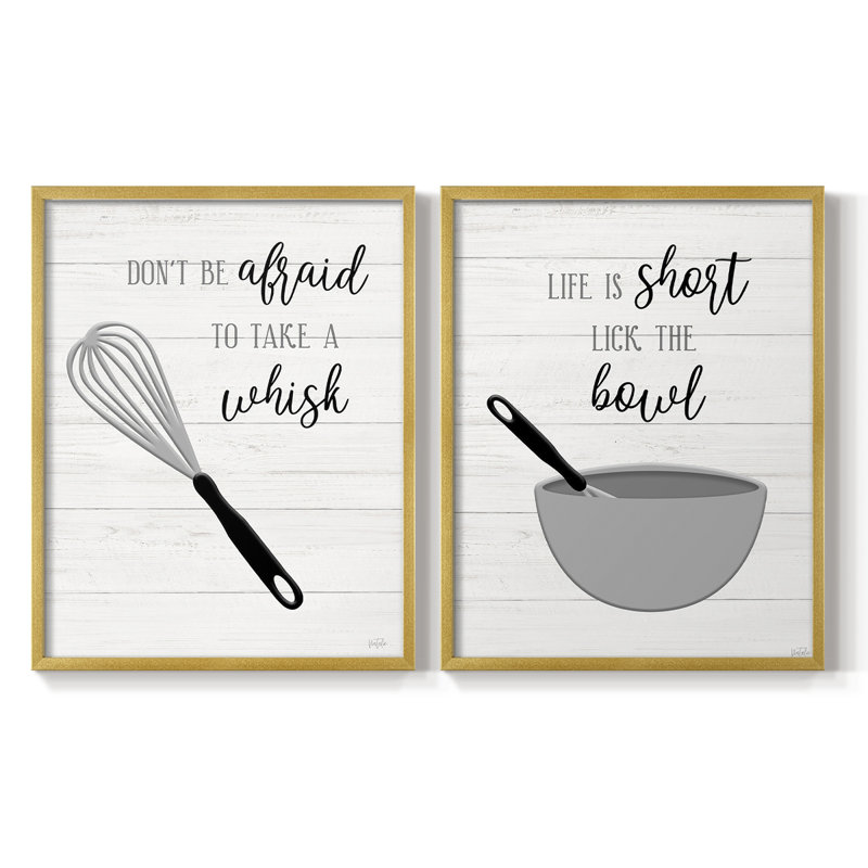 «Take A Whisk» - reproduction encadrée de qualité supérieure - prête à être accrochée - aucun clou requis - aucun clou requis