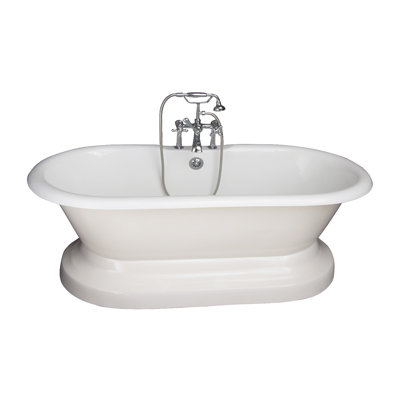 66'' x 30'' Freestanding Soaking Cast Iron Bathtub with Faucet