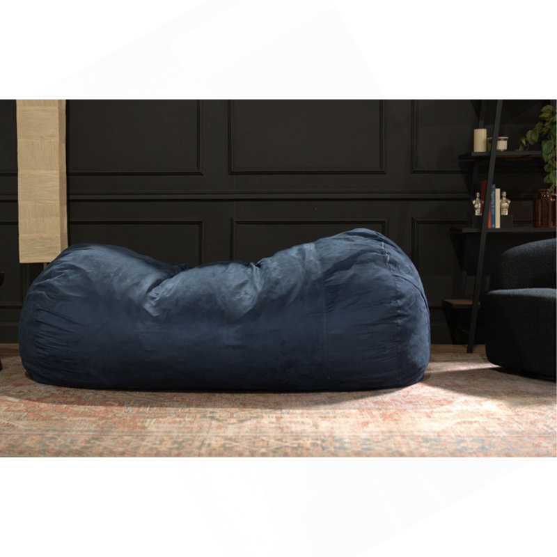 Comfortable Suede Bean Bag for Relaxation and Stylish Décor, Blue Microfiber, 30" H x 84" W x 48" D