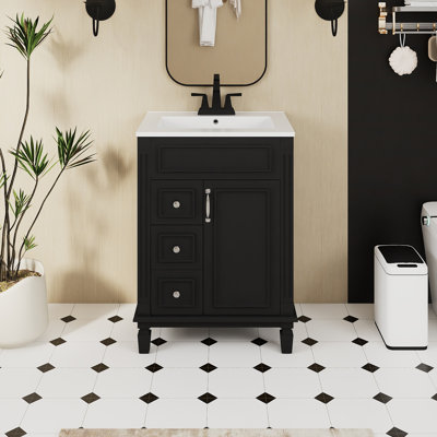Ensemble de meuble-lavabo autoportant 24 po avec comptoir en céramique 24 po