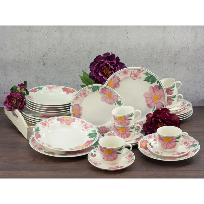 Alba Rose 30 Piece Dinnerware Set, Service for 6