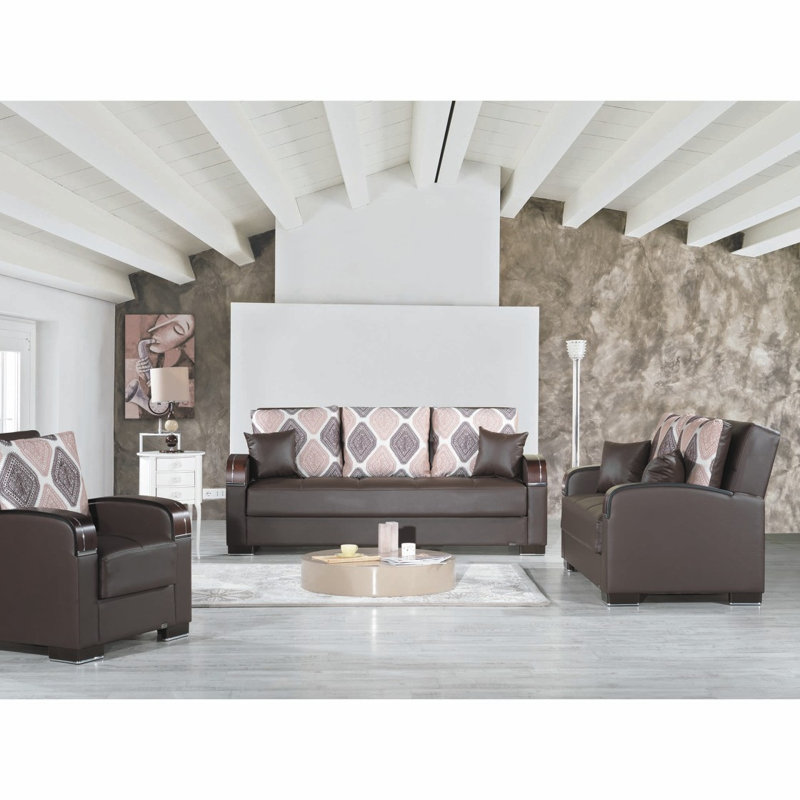 Causeuse convertible avec rangement Primenest, Chenille brun