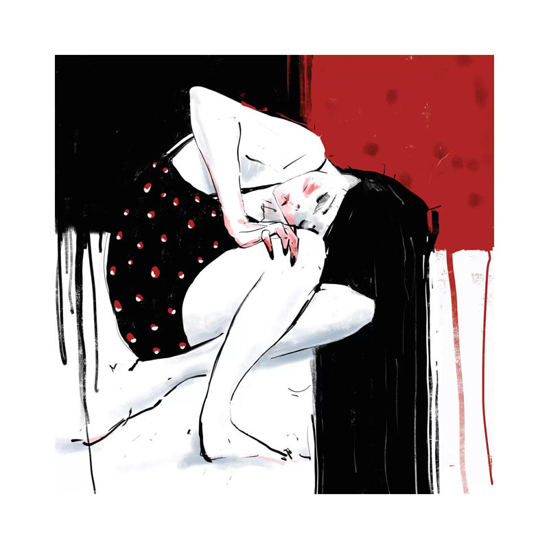 Woman In Red II by Anikó Salamon - Wrapped Canvas Print, 30.48cm H x 30.48cm W