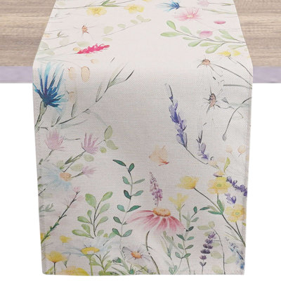Chemin de table floral tulipe lavande, décoration de table de salle à manger de printemps pour décoration de fête à domicile 13 x 72 pouces