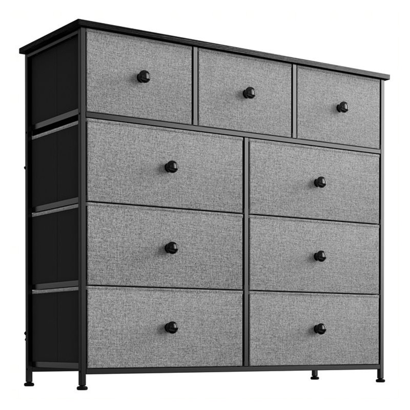 Commode 9 tiroirs Tyringham, Gris clair