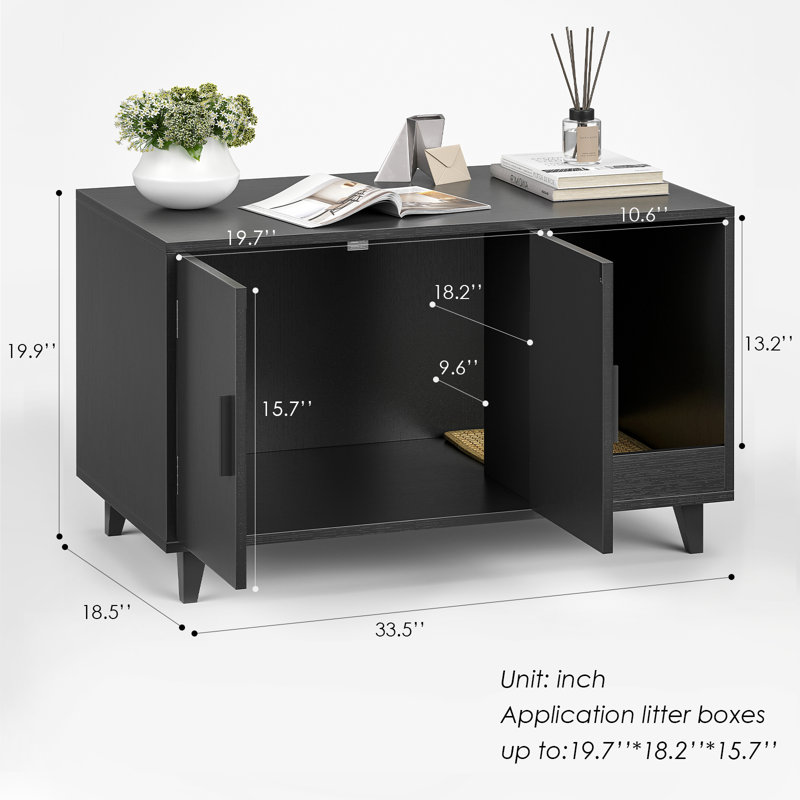 Enceinte de litière cachée pour chat avec tapis à gratter, Noir, noir, noir, noir