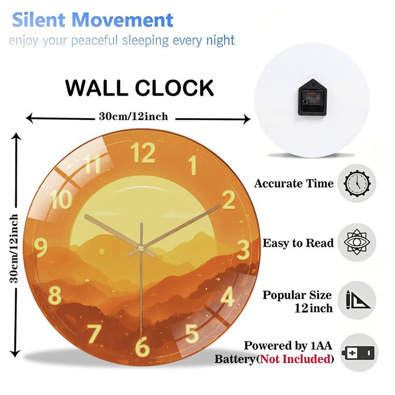 Horloge murale avec horloge murale 12 po