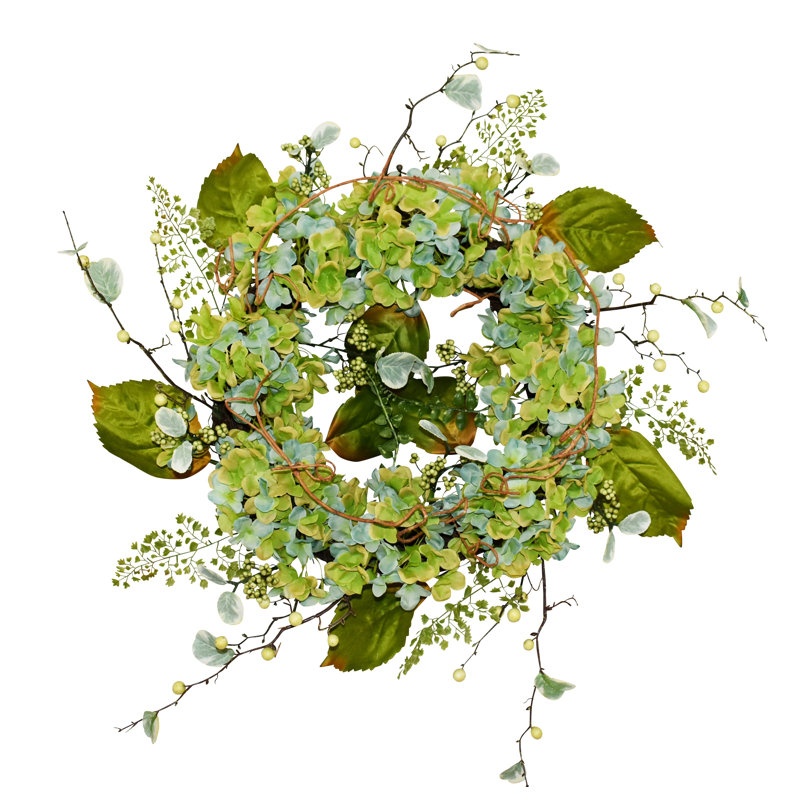 Couronne d'hortensia bleue 24 po , Bleu
