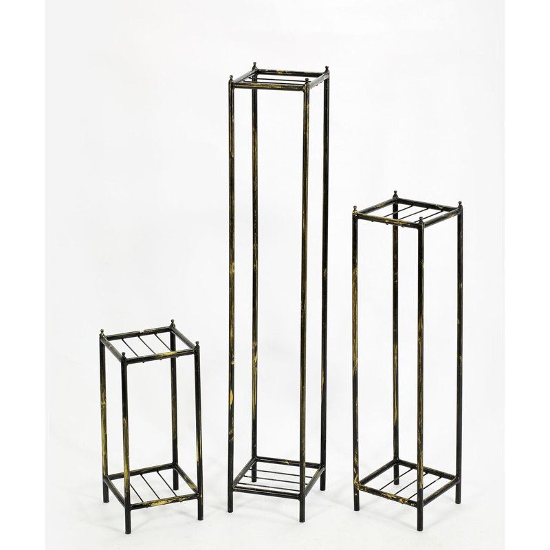 Ensemble de support à plante en fonte gris stone
