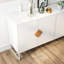 Buffet en bois massif à poignée carrée, 4 portes et double espace de rangement, buffet de salon, meuble télé, cadre en fer et E1, buffet peint et stable avec pieds - assure un soutien ferme