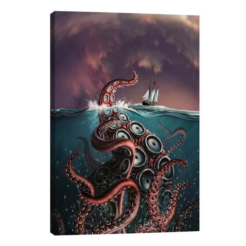 A Fantastical Depiction Of The Legendary Kraken by Jerry LoFaro - Wrapped Canvas Print, 101.6 cm H x 66.04 cm W x 1.91 cm D
