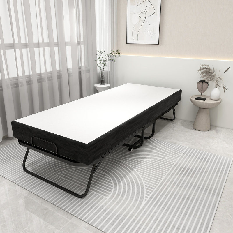 Lit pliant portatif simple - structure solide et confortable en mousse à mémoire de forme idéale pour les voyages de camping pour adultes avec construction en métal doux