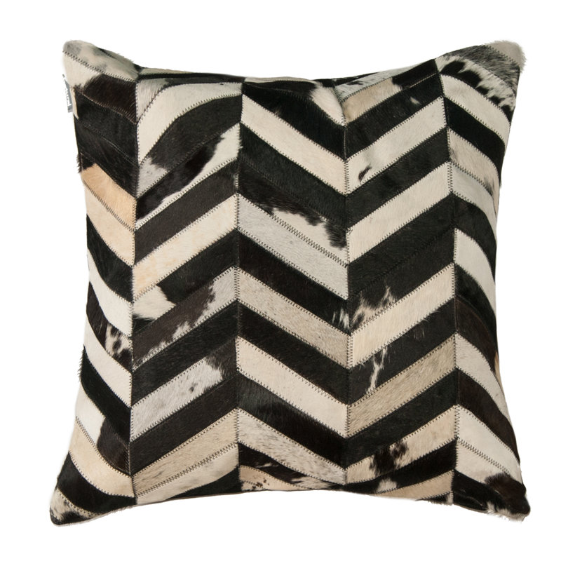 Housse et insert de coussin carré en cuir / suède Torino, Noir / blanc