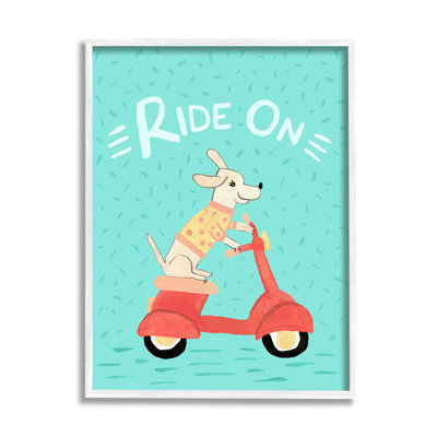 " Ride On Dog Motorbike Scooter Turquoise Background " by Heather Strianese