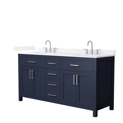 Beckett 66" Freestanding Double Bathroom Vanity with Quartz Top
