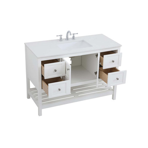 Three Posts™ Laury 48'' Single Bathroom Vanity with Engineered Marble ...