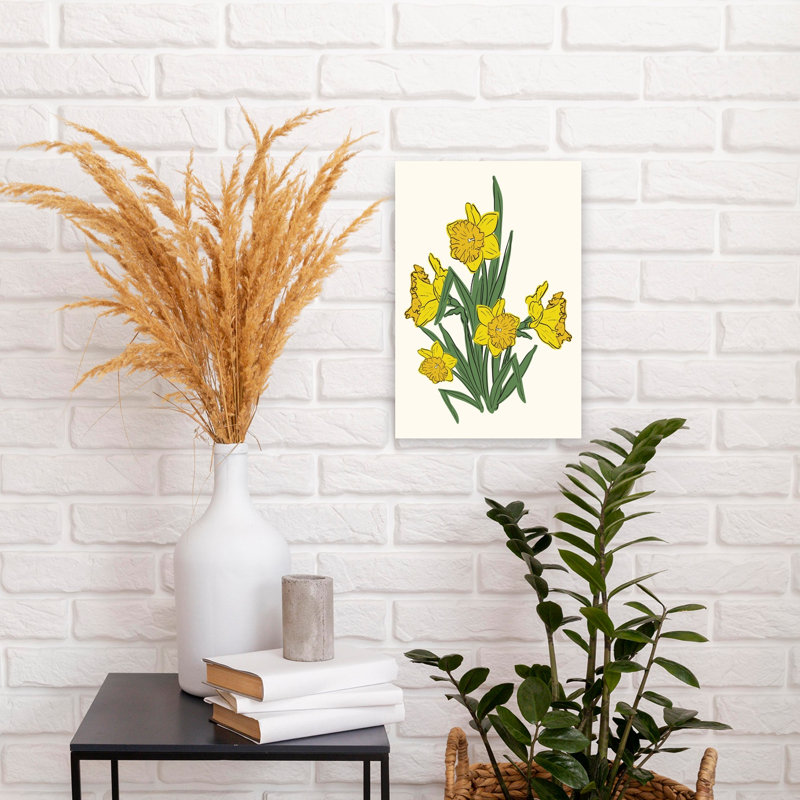 Art floral de jonquilles abstraites, H 18 po x l 12 po