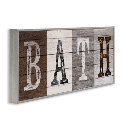 Rustic Bath Letters Framed Giclee, design by Susan Arnot