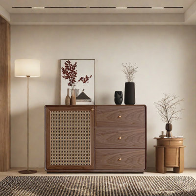Modern Simple Rattan Woven Accent Cabinet