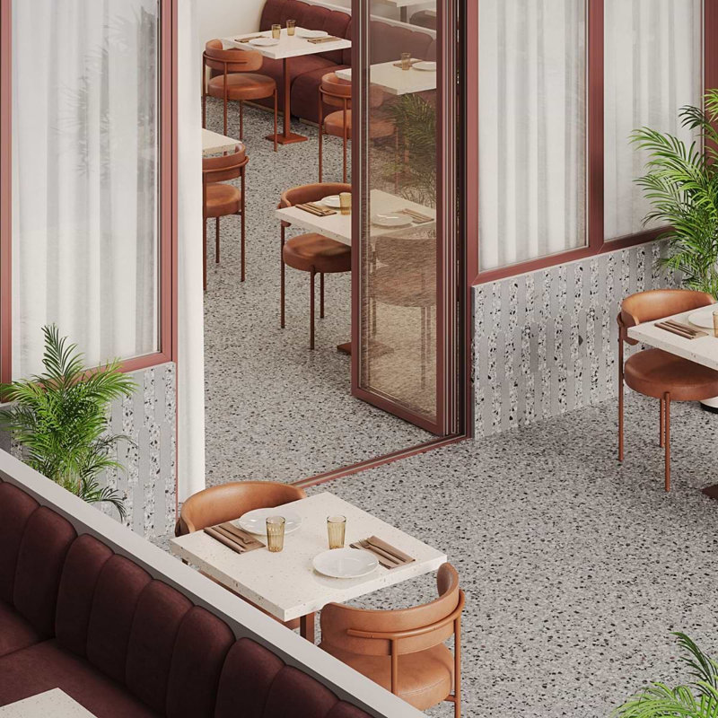 Kobe 24x24 Matte Terrazzo Look Porcelain Tile, Smoke Gray