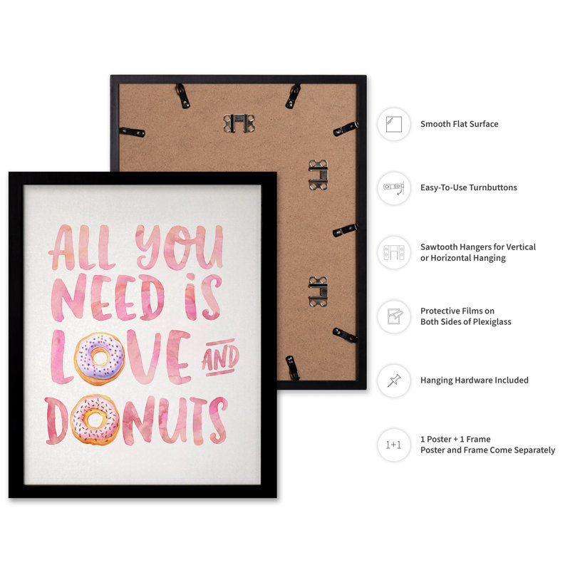 Love and Donuts, Cadre noir, Affiche, H 11 po x l 14 po