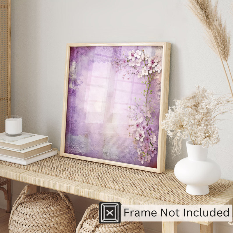 Impression florale d'inspiration asiatique zen, H 10 po x l 10 po